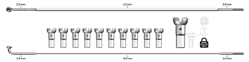 sapim aero spokes cx-ray and secure-lock nipples