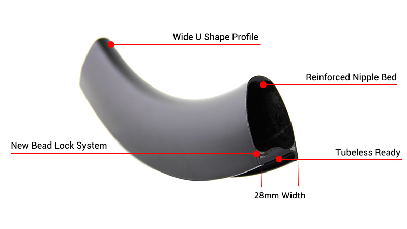 28mm width carbon road rims section