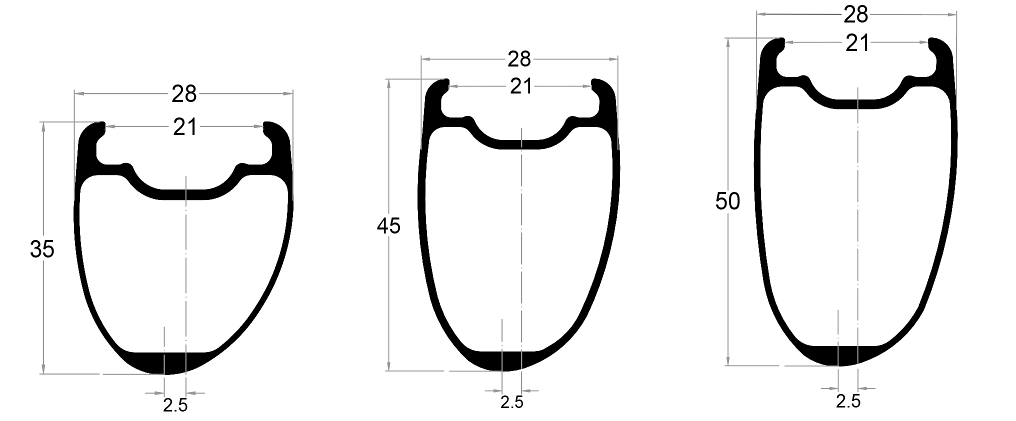 road bike rims crosssection