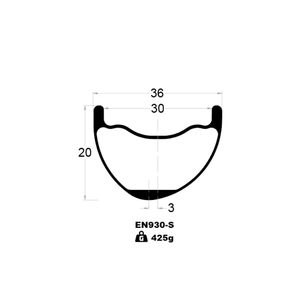 EN930-S MTB rims cross-section