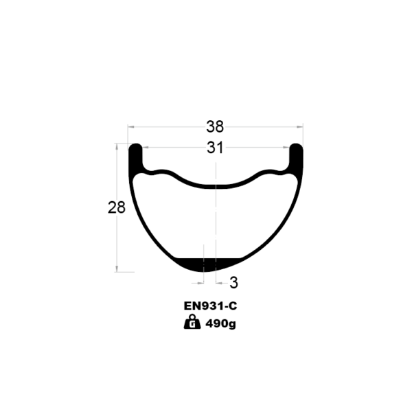 EN931-C MTB rims cross-section