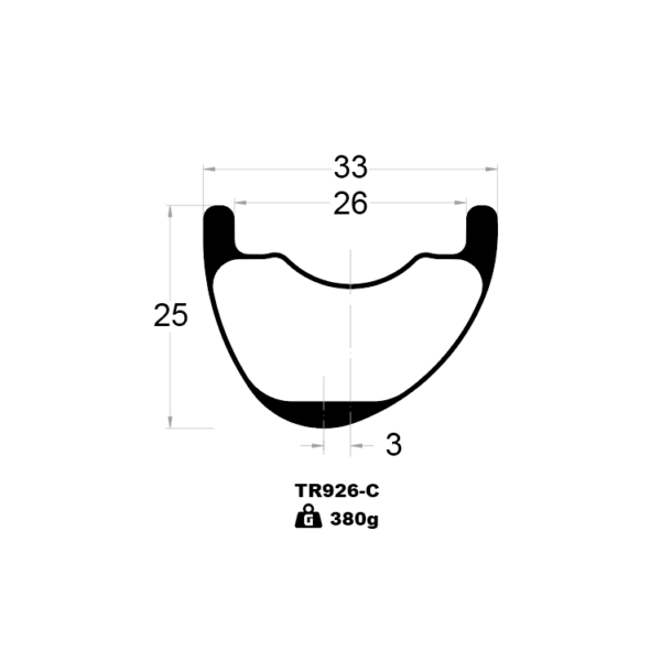 TR926-C MTB rims cross-section and weight